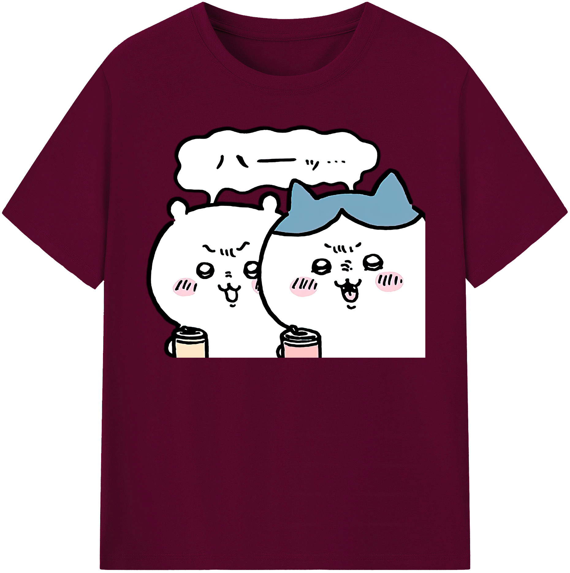 （画像用） ちいかわ ハチワレ Chii-kawa hachiware レディースカジュアルプリントTシャツ（綿100％）